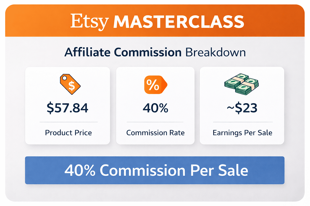 Etsy Masterclass Review: Earn 40% Commission Per Sale Etsy Masterclass 40 percent affiliate commission breakdown